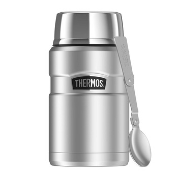 Termos cu lingura pliabila pentru mancare solida, Thermos, otel inoxidabil, 710 ml, Argintiu Termos cu lingura pliabila pentru mancare solida, Thermos, otel inoxidabil, 710 ml, Argintiu