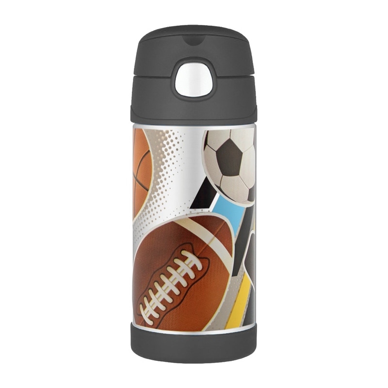 Termos cu pai pentru copii, Thermos, model sport, otel inoxidabil, 355 ml, multicolor
