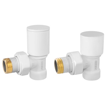 Set robineti tur/retur radiator coltari 1/2”, Alb Set robineti tur/retur radiator coltari 1/2”, Alb