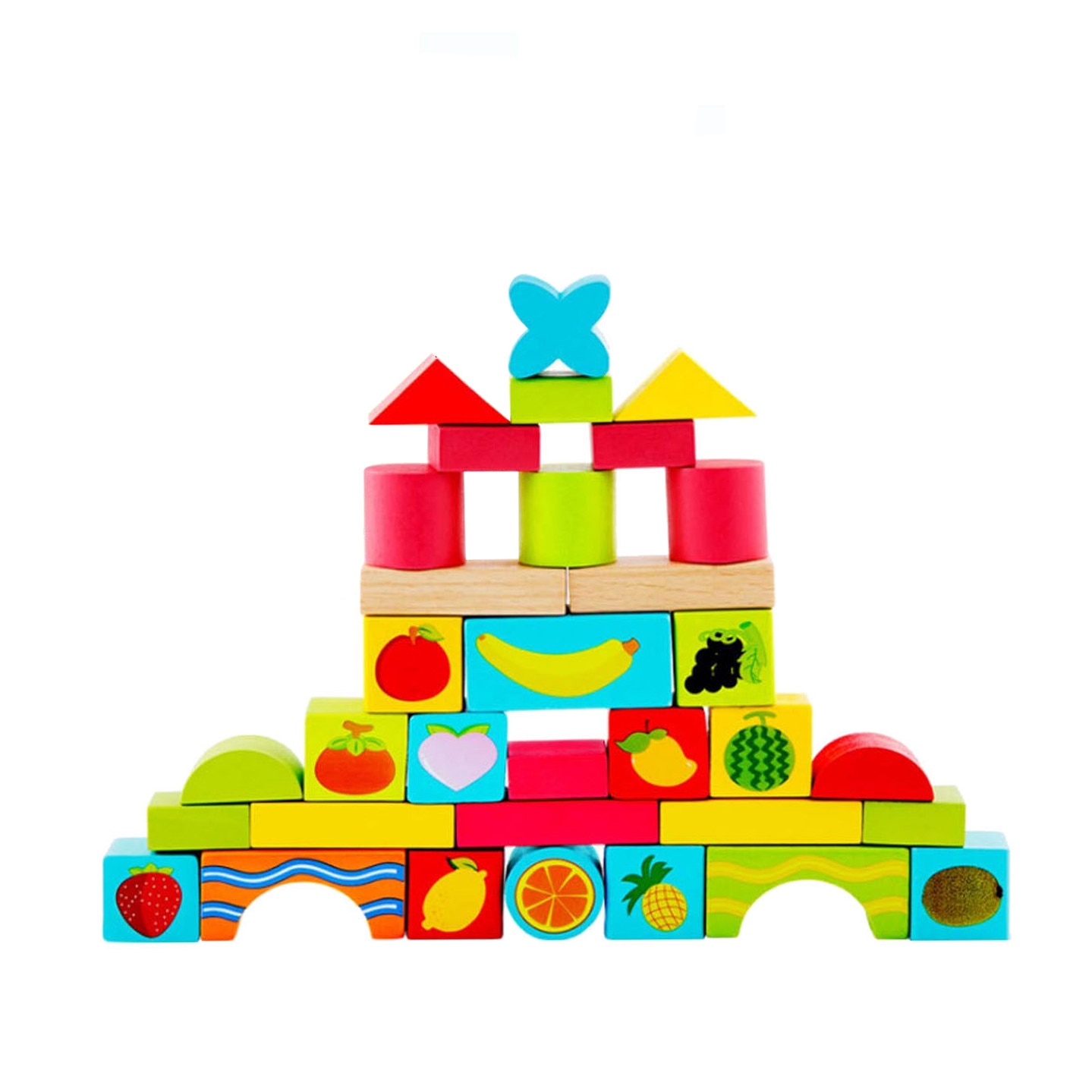 Jucarie din lemn, Set cuburi in galetusa, 33 de piese, eduBEBE, N179 ...
