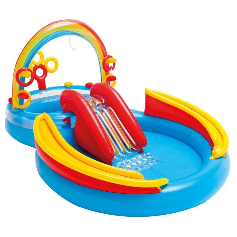Piscina gonflabila, Zola®, multicolora, cu tobogan, pulverizator de apa si activitati