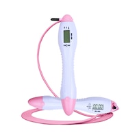 Coarda pentru sarit, Anself, Ajustabila, Display digital, Numarare sarituri, Inregistrare calorii arse, Roz