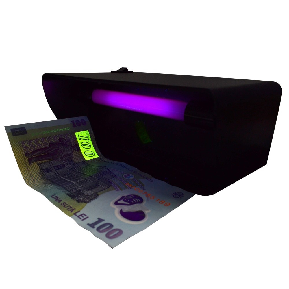 Tester profesional de bancnote, detector valuta cu lampa UV 4W