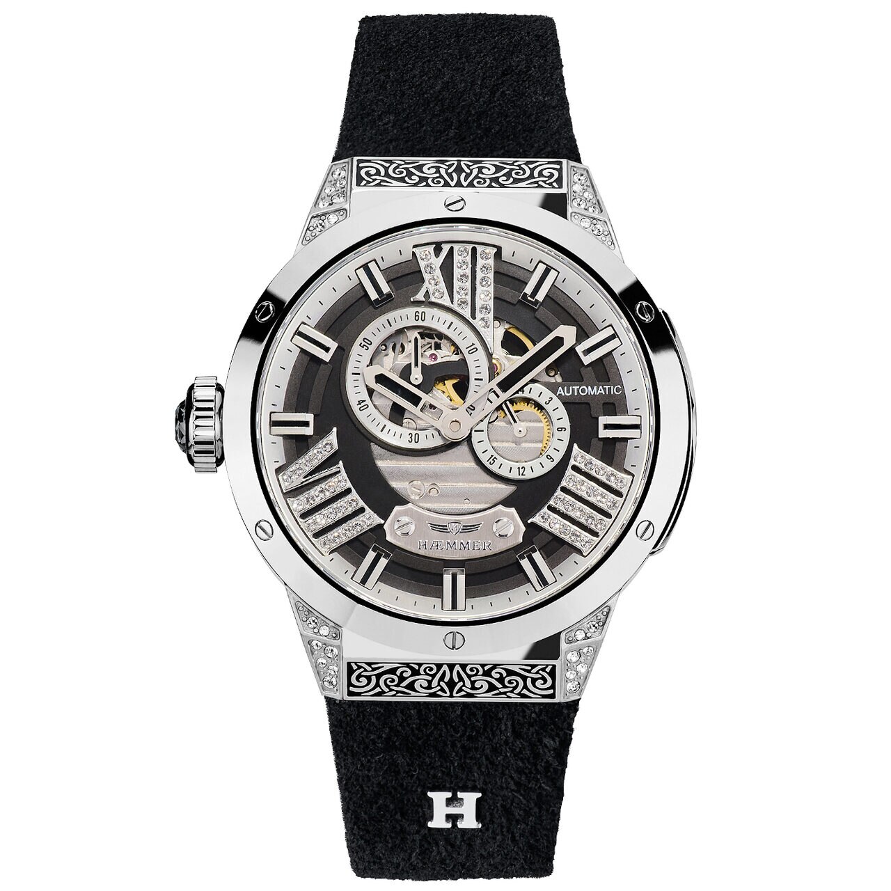 Ceas de dama, Haemmer GL-100 Evolution Magical, 45mm, 10ATM, Argintiu