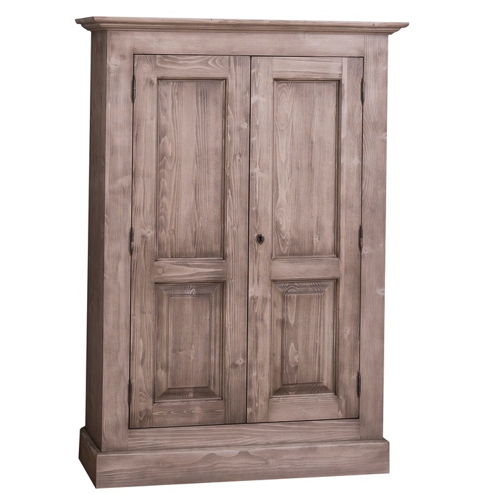 Dulap Szel-Mob cu 2 usi, culoare gri, periat usor, 100% lemn masiv