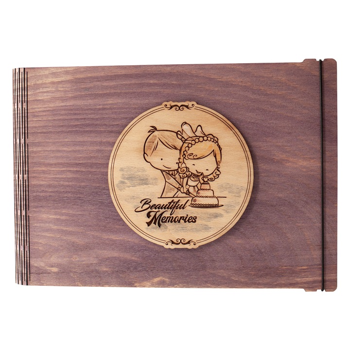 Album foto din lemn, VintageBox, "Moment dulce - Beautiful Memories", culoare Mov