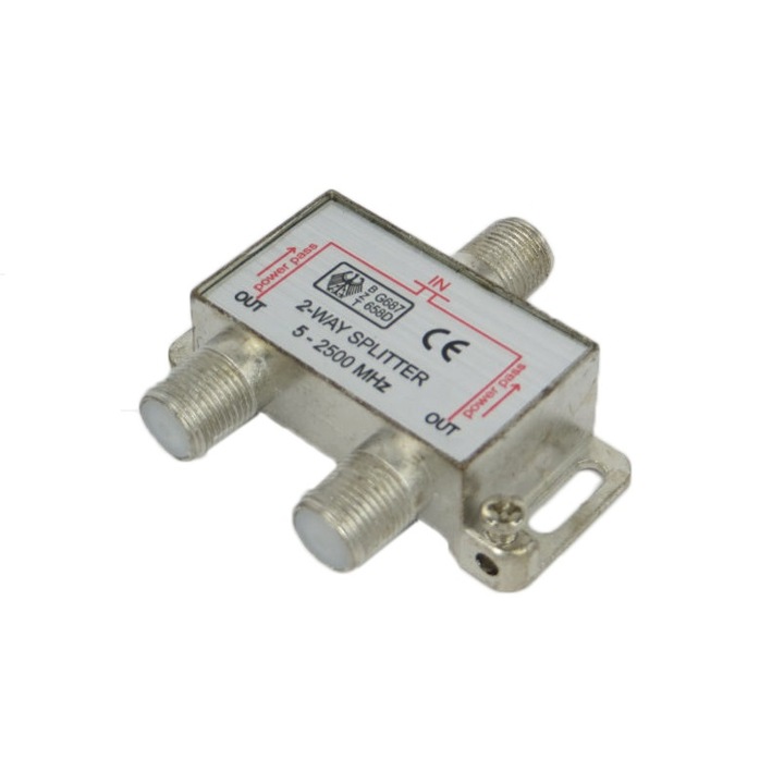 Splitter WIREMAN, 1 intrare - 2 iesiri, 5-2450MHz, Pentru sisteme prin cablu si satelit