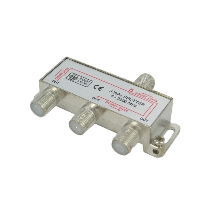 Splitter WIREMAN FC-3SPLT-ST, 1 intrare - 3 iesiri, 5-2450MHz, pentru sisteme prin cablu si satelit