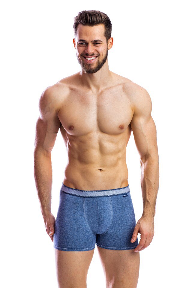 Boxeri albastru melange, BB99, pentru barbati, Uniconf, Albastru