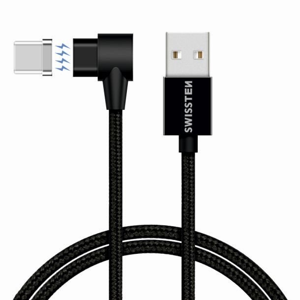 Cablu Incarcare Si Sincronizare Date USB Type C Magnetic Textil Negru
