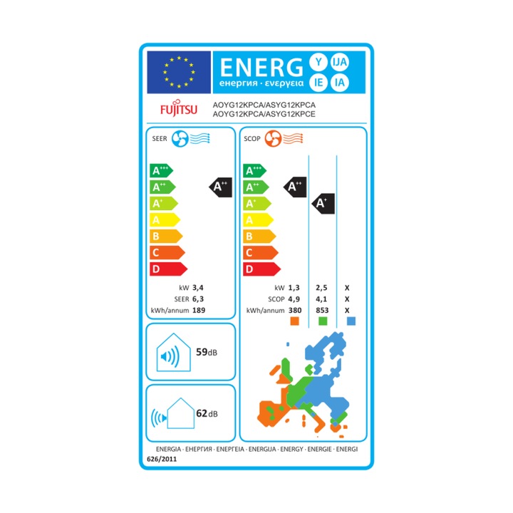 Aparat de aer conditionat Fujitsu R32 ASYG12KPCE-AOYG12KPCA Inverter 12000 BTU