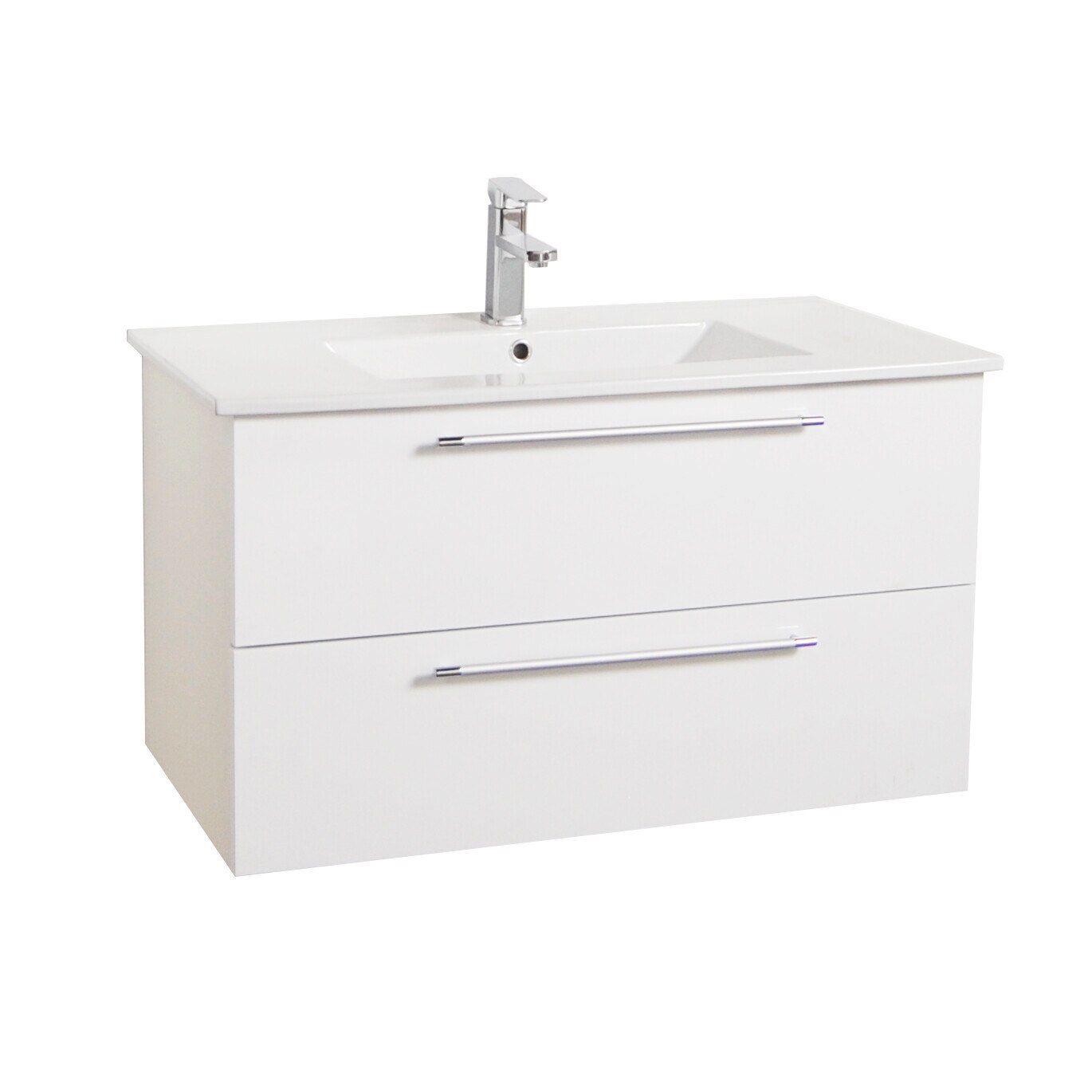 Baza si lavoar , Badenmob , seria 054 - 90cm , suspendat cu sertare , Alb