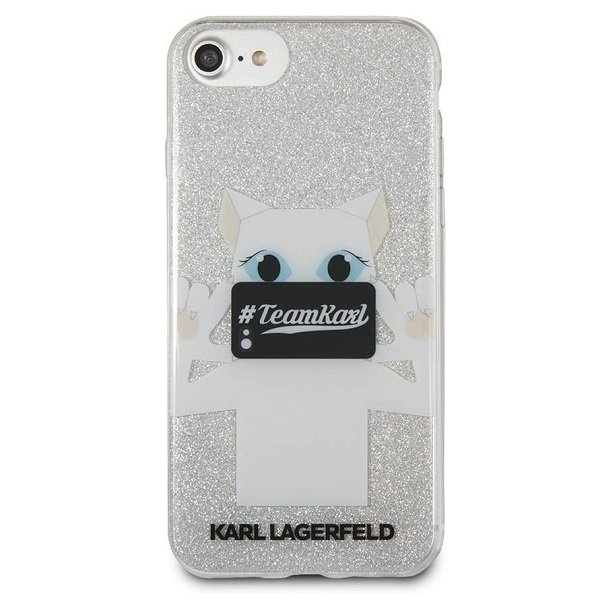 Husa iPhone SE 2020 / iPhone 7 / iPhone 8 KARL LAGERFELD Choupette Selfie Glitter Silver