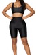 Colanti luciosi, scurti, cu talie inalta, din lycra, Negru