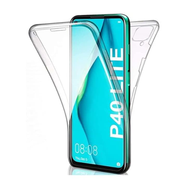 Telefontok Huawei P40 Lite - ultravékony átlátszó előlap + hátlap szilikon tok 360°