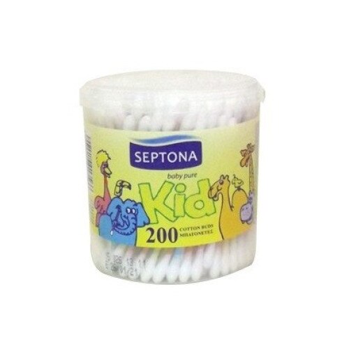 Set 200 Betisoare Albe de Urechi Septona Kids, Bumbac