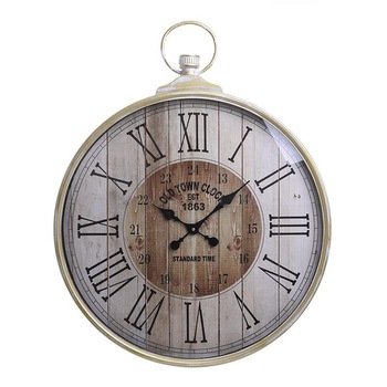 Ceas de perete metalic Old Town auriu antichizat 67 x 85 cm Ceas de perete metalic Old Town auriu antichizat 67 x 85 cm