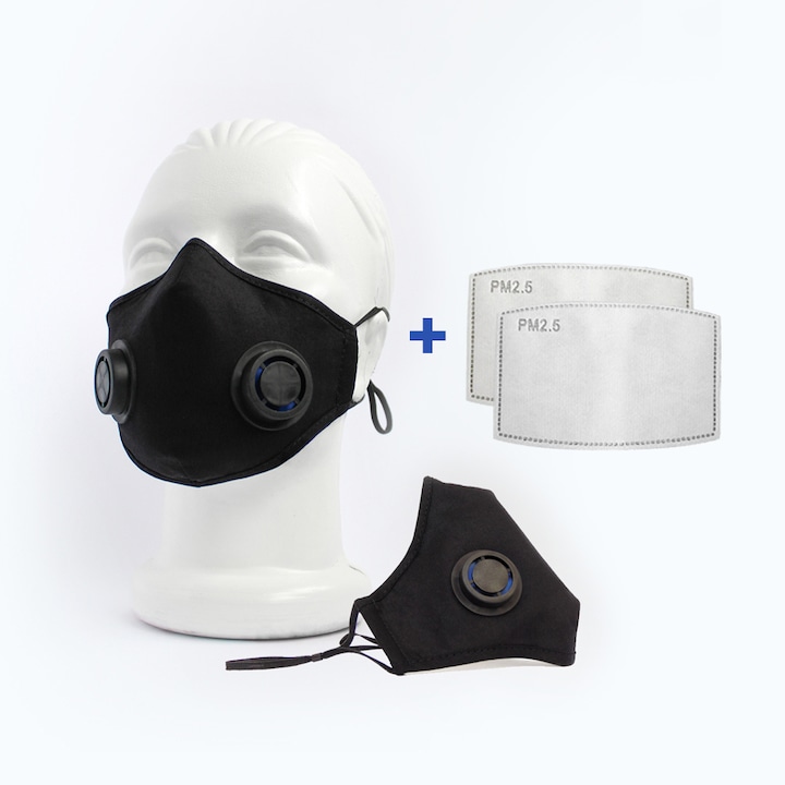Предпазна маска за лице с 2 бр. филтри от активен въглен AntismogMaski, М
