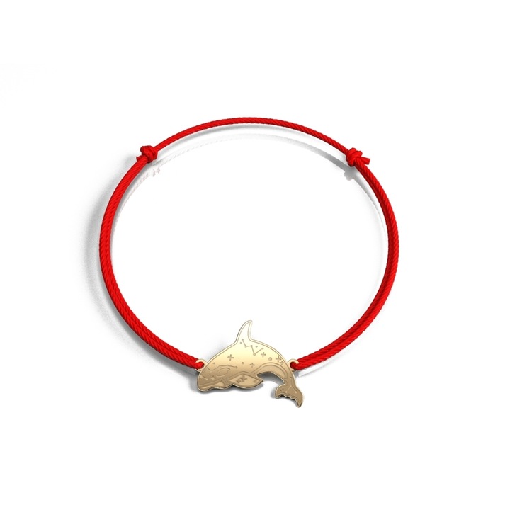 14 K sárga arany Lovely Orca Cord karkötő