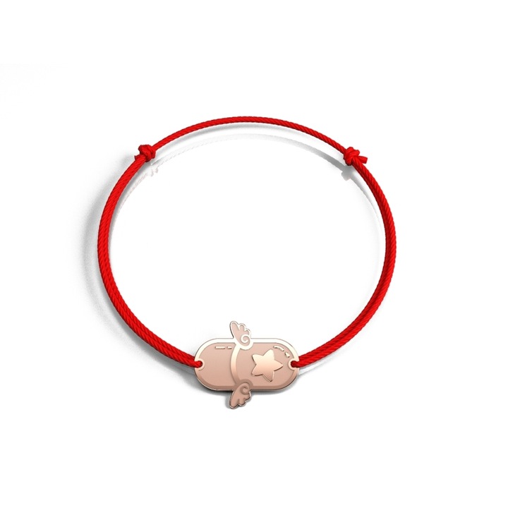 Bratara din aur roz 14K Beauty Pill pe snur