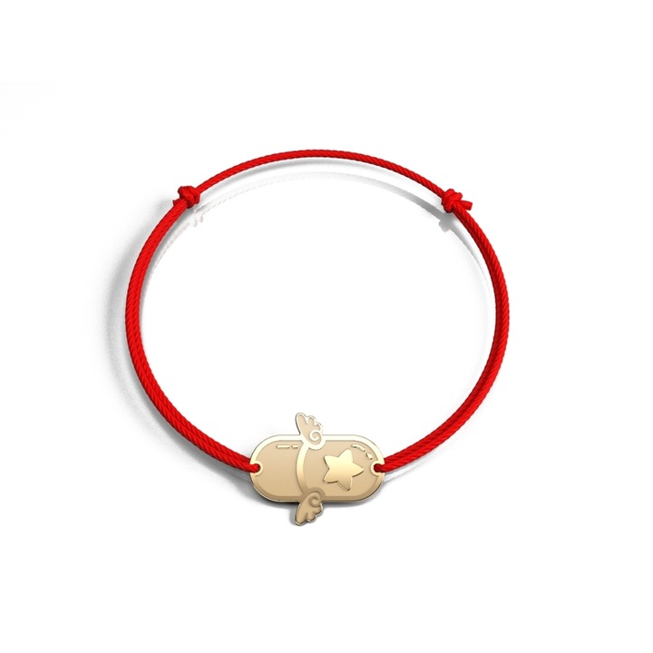 Bratara din aur galben 14K Beauty Pill pe snur