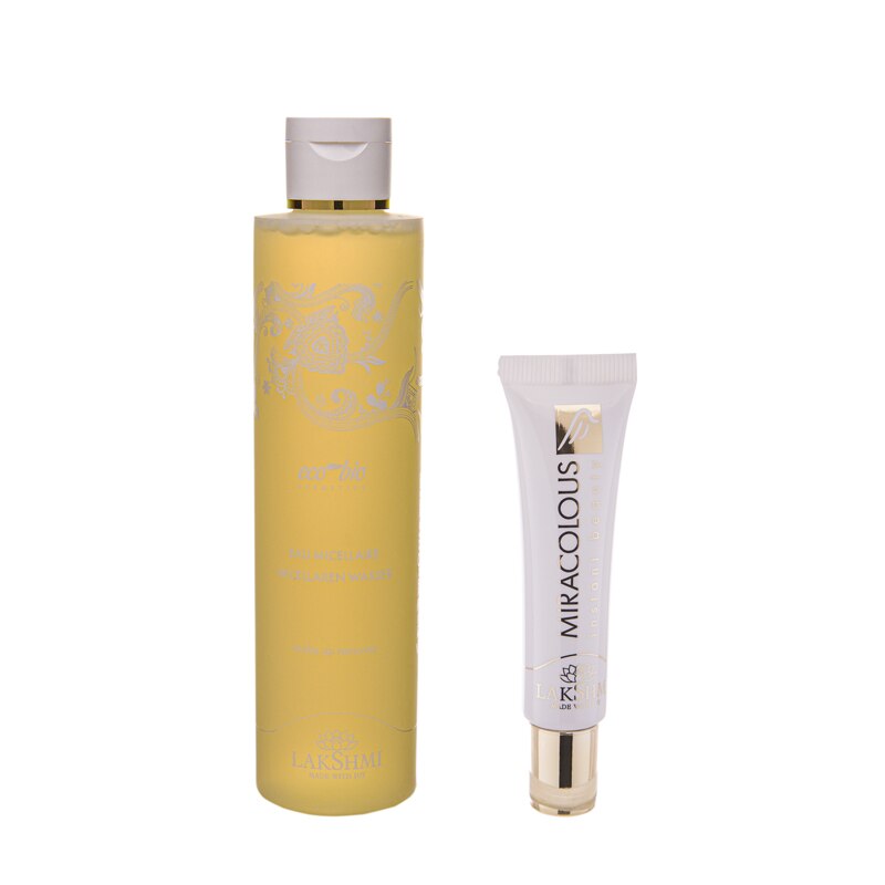 Set 2 produse bio-organice, ritual ingrijirea pielii, Lakshmi, crema contur ochi miraculous 15ml si apa micelara 200ml