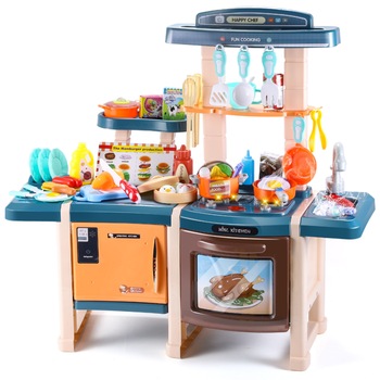 Bucatarie Multifunctionala pentru Copii, HAPPY LITTLE CHEF , cu Lumini si Sunete, Chiuveta cu Circuit de Apa, cu Frigider si Cuptor, Multiple Accesorii cu prindere Velcro , 46 Piese, Albastru Bucatarie Multifunctionala pentru Copii, HAPPY LITTLE CHEF , cu Lumini si Sunete, Chiuveta cu Circuit de Apa, cu Frigider si Cuptor, Multiple Accesorii cu prindere Velcro , 46 Piese, Albastru