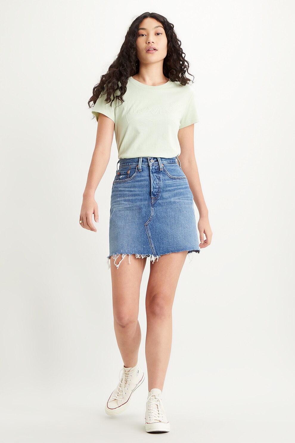 Levi's, Tricou de bumbac cu imprimeu logo, Verde pal