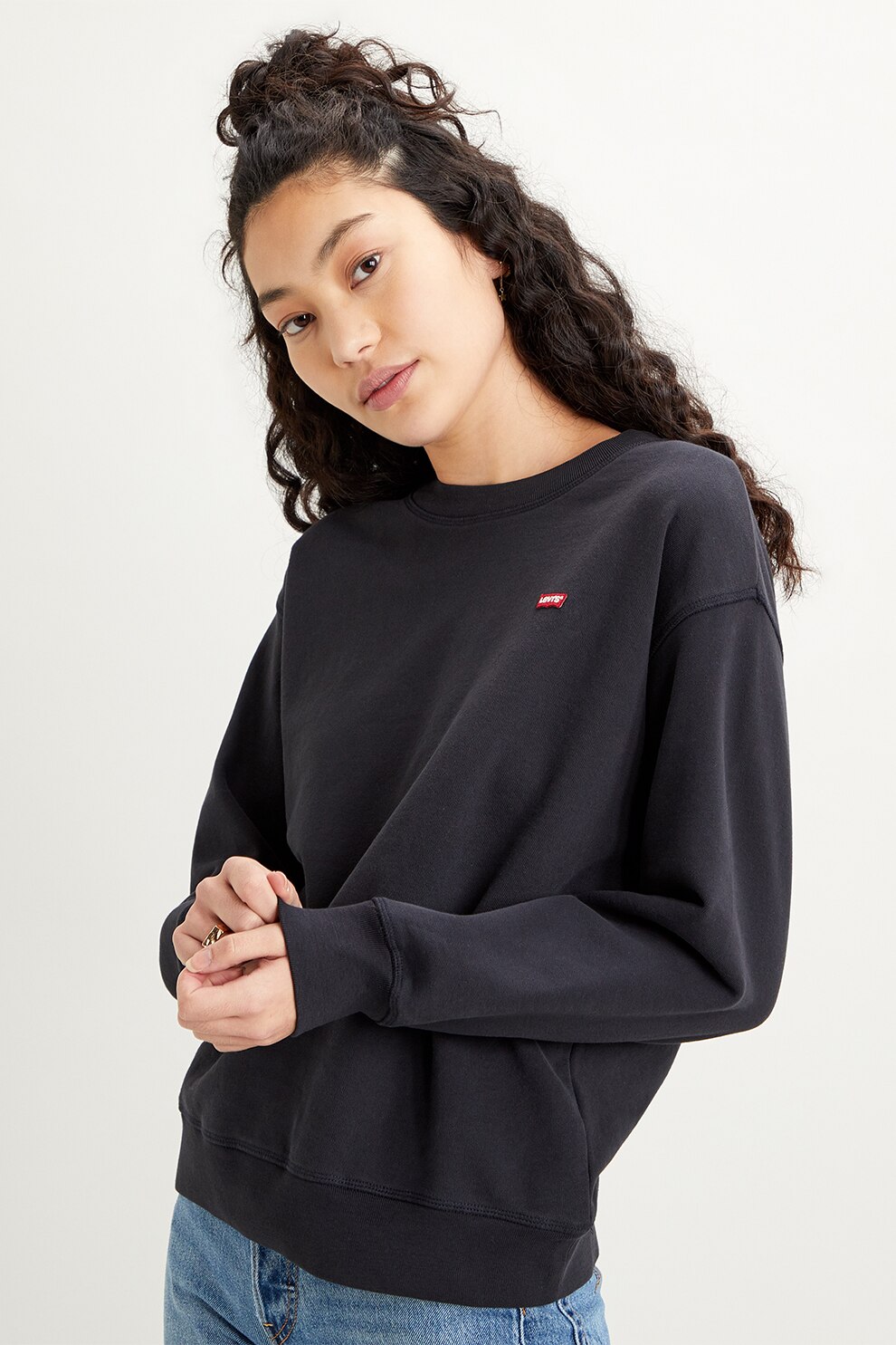 Levi's, Bluza sport lejera cu maneci cazute, Negru