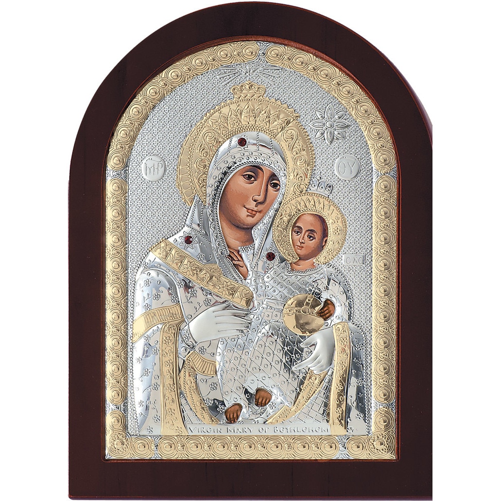 Icoana Argintata Maica Domnului de la Bethleem 7.5x9.5cm ClassGifts