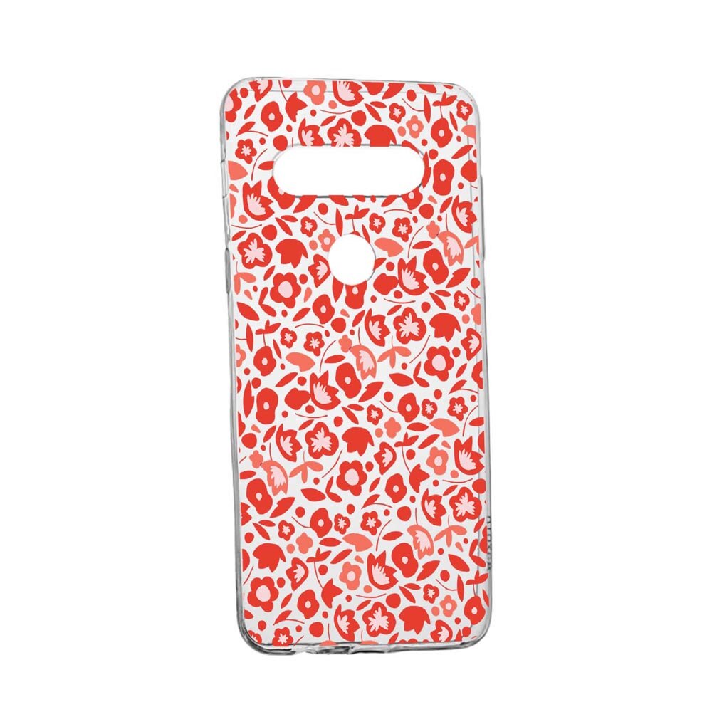 Husa Red Floweres Pattern, pentru LG K40S, rezistenta la uzura, anti-alunecare, din silicon Premium, 631