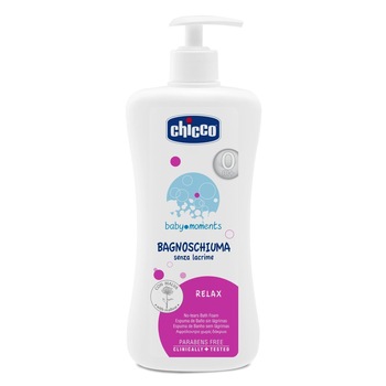 Spuma de baie CHICCO Baby Moments Relax, fara lacrimi, fara parabeni, cu Nalba, Flacon pompa 500 ml, 0 luni+ Spuma de baie CHICCO Baby Moments Relax, fara lacrimi, fara parabeni, cu Nalba, Flacon pompa 500 ml, 0 luni+