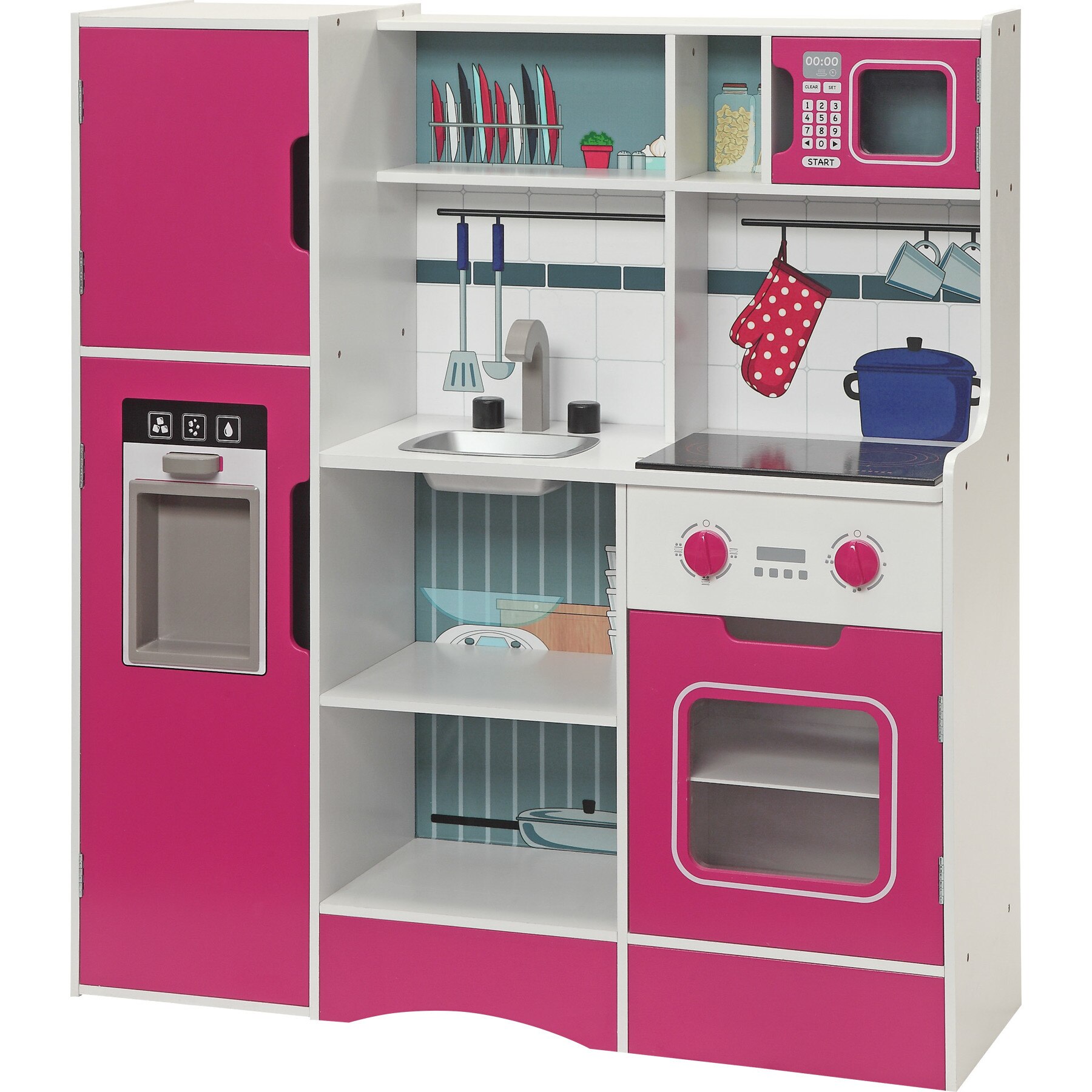 Bucatarie pentru copii Chef, Legler, Lemn, alb-roz, 3 ani+