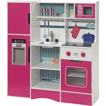 Bucatarie pentru copii Chef, Legler, Lemn, alb-roz, 3 ani+ Bucatarie pentru copii Chef, Legler, Lemn, alb-roz, 3 ani+