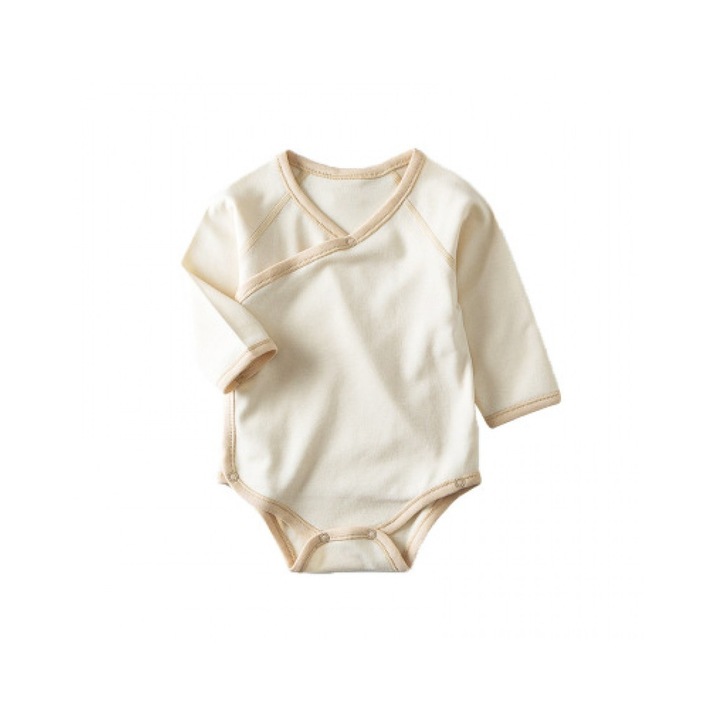 Body bebe alb cu maneca lunga din bumbac organic