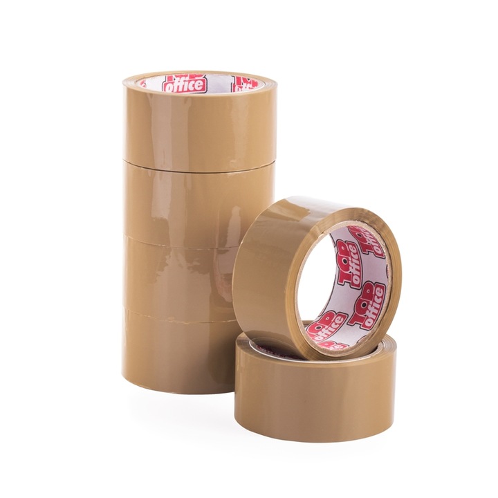 Set 6 benzi adezive Top Office, 48 mm, 66 m, Maro