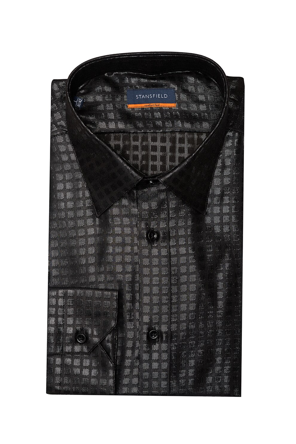 Stansfield, Camasa slim fit cu aspect stralucitor, Negru