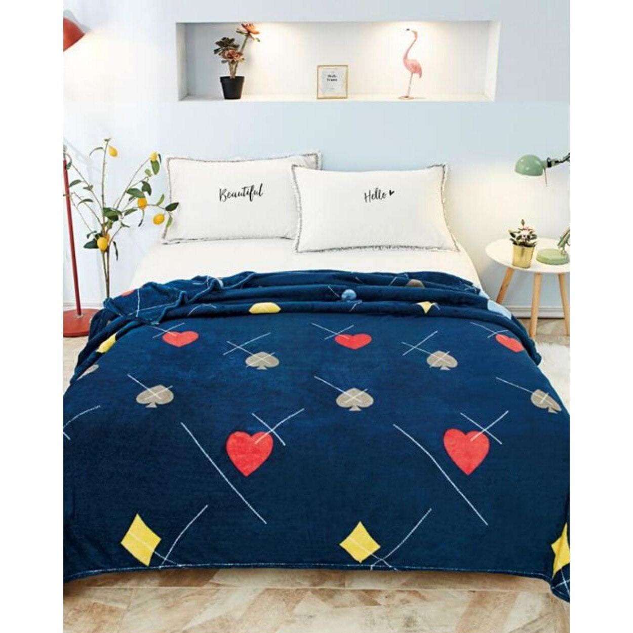 Patura Cocolino, Pat Dublu, 200x230 cm, Hearts, Diamonds and Spades