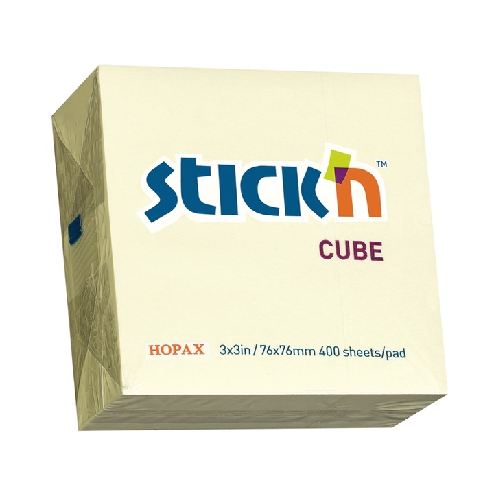 Cub Notes Autoadeziv 76 X 76 Mm, 400 File, Stick"n - Galben Pastel