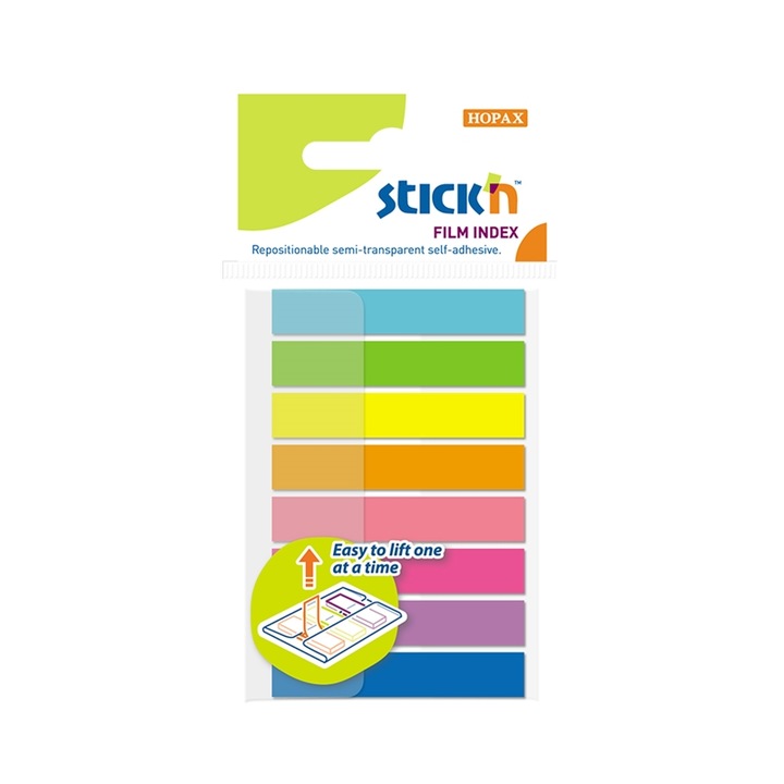 Index autoadeziv Stick'n, 45x8 mm, Multicolor, 160 buc