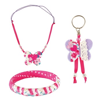 Set Creatie Bijuterii , Imaginarium , Chic Fabric Jewelry , 10 piese , Roz , 5-12 ani Set Creatie Bijuterii , Imaginarium , Chic Fabric Jewelry , 10 piese , Roz , 5-12 ani