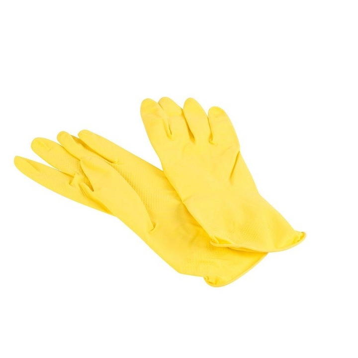 Háztartási kesztyű, IDEALL, sárga, S-es méret, 1 pár