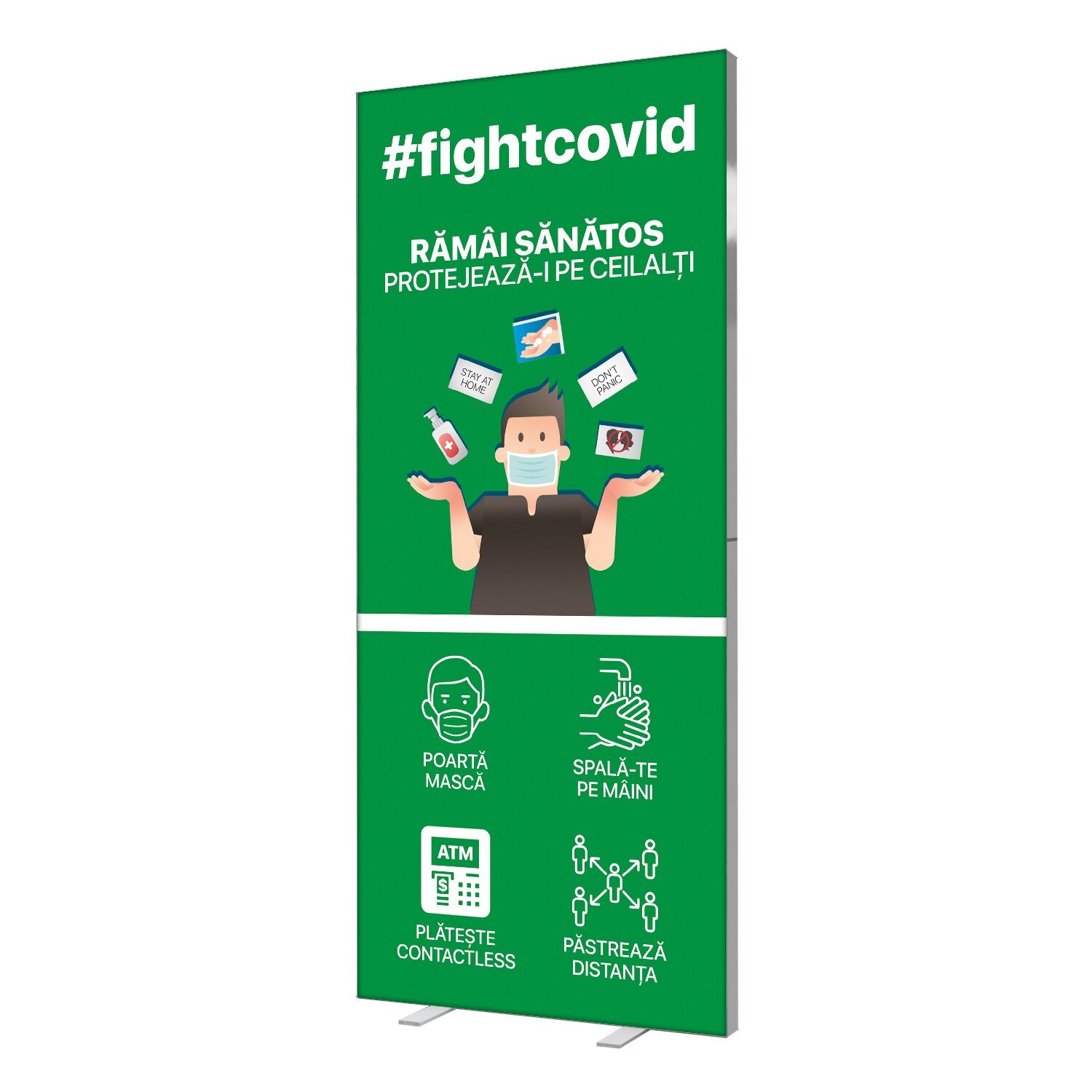 Caseta luminoasa Covid-19, Pixlip, verde, 85 x 200 cm