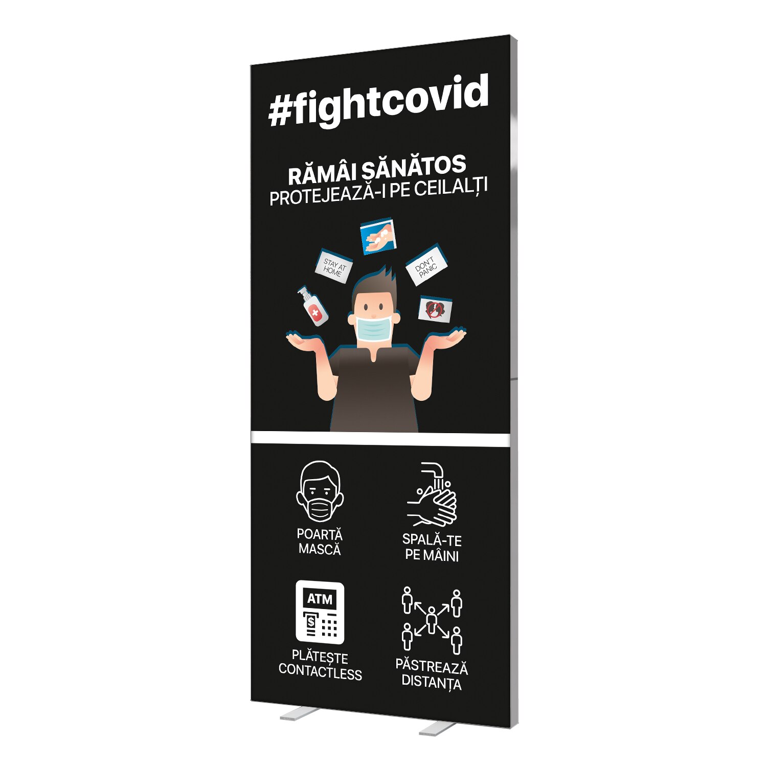 Caseta luminoasa Covid-19, Pixlip, negru, 85 x 200 cm