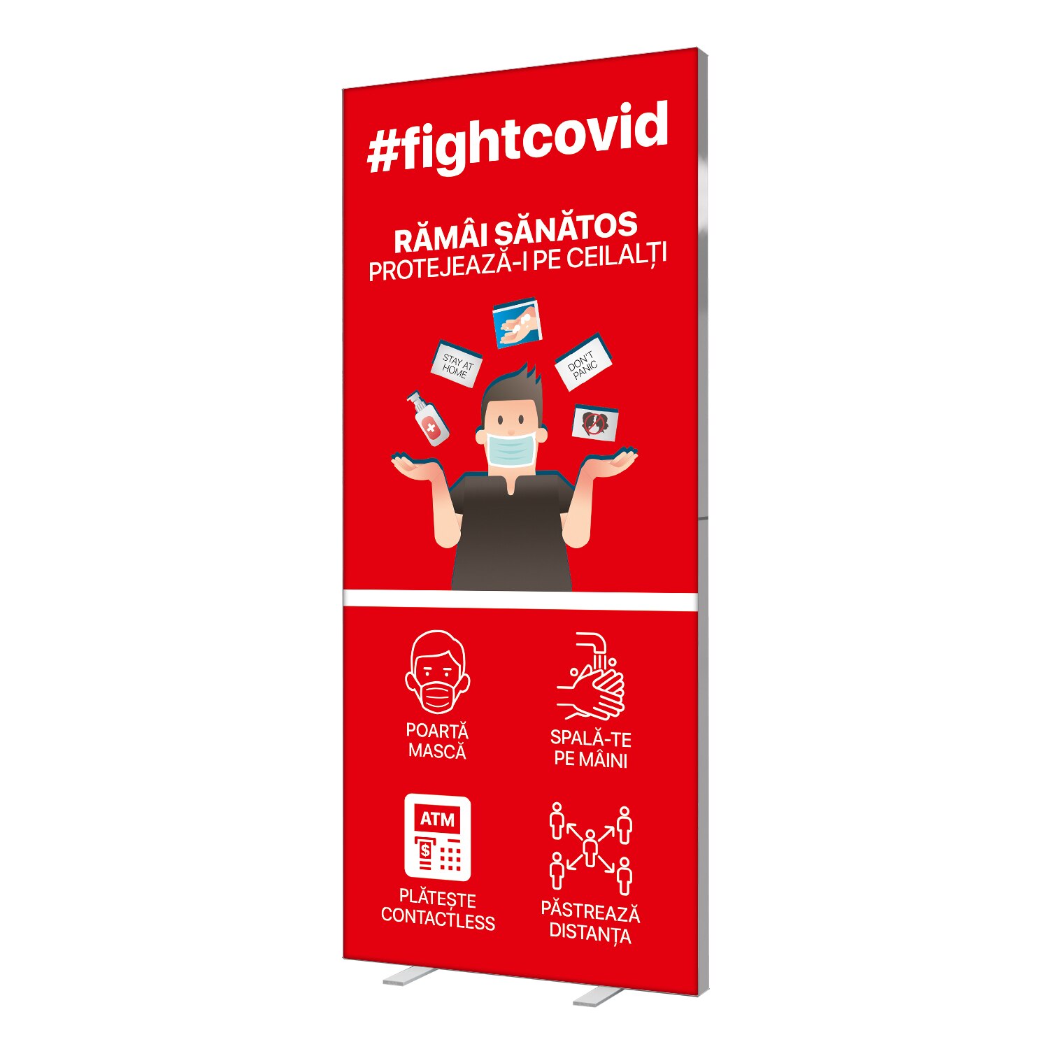 Caseta luminoasa Covid-19, Pixlip, rosu, 85 x 200 cm