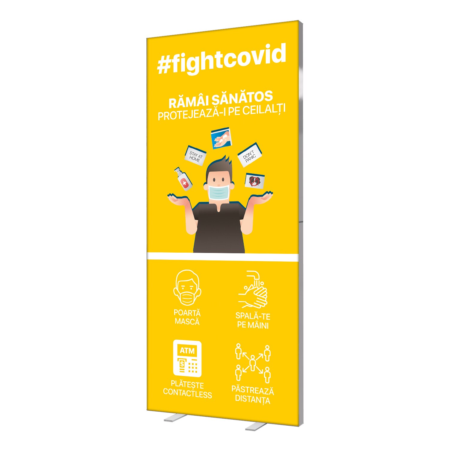 Caseta luminoasa Covid-19, Pixlip, galben, 85 x 200 cm