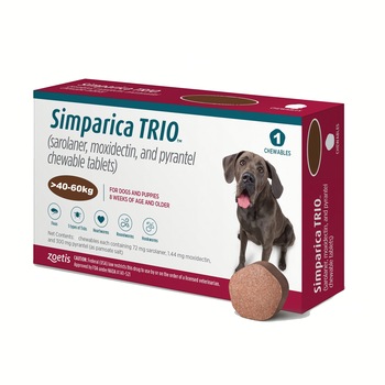 Deparazitare interna si externa, Simparica Trio 40-60 kg - 1 comprimat masticabil Deparazitare interna si externa, Simparica Trio 40-60 kg - 1 comprimat masticabil