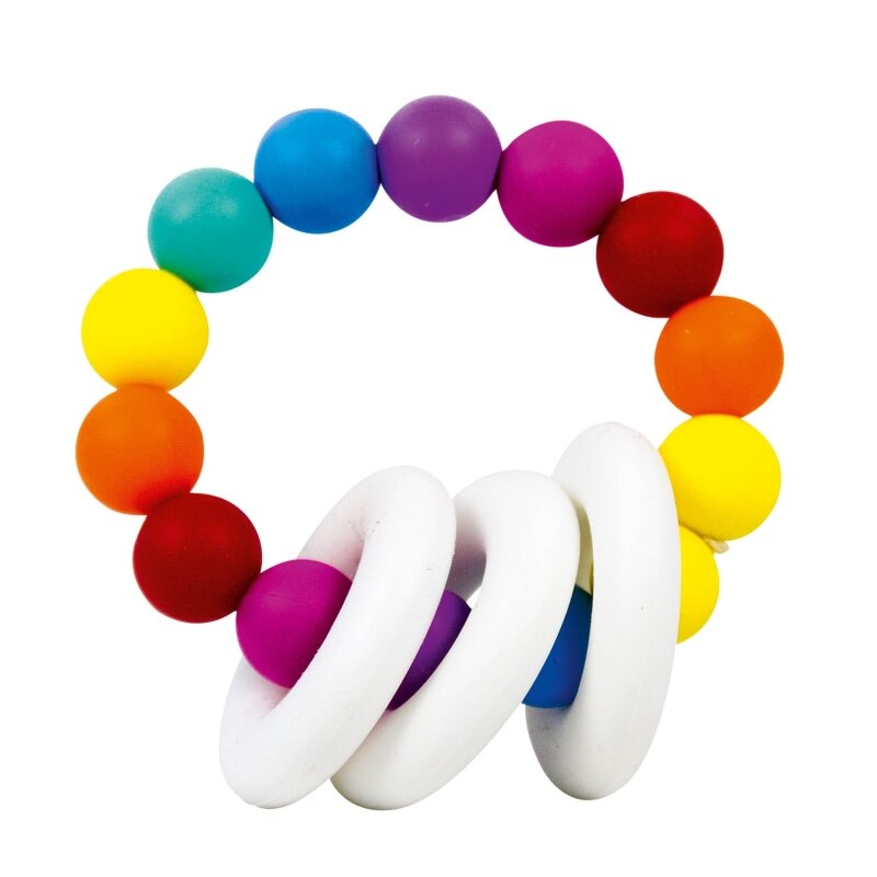 Jucarie pentru dentitie , Imaginarium , Bit-bit Silicone Beads, cu inele moi din silicon , Multicolor , +3 luni
