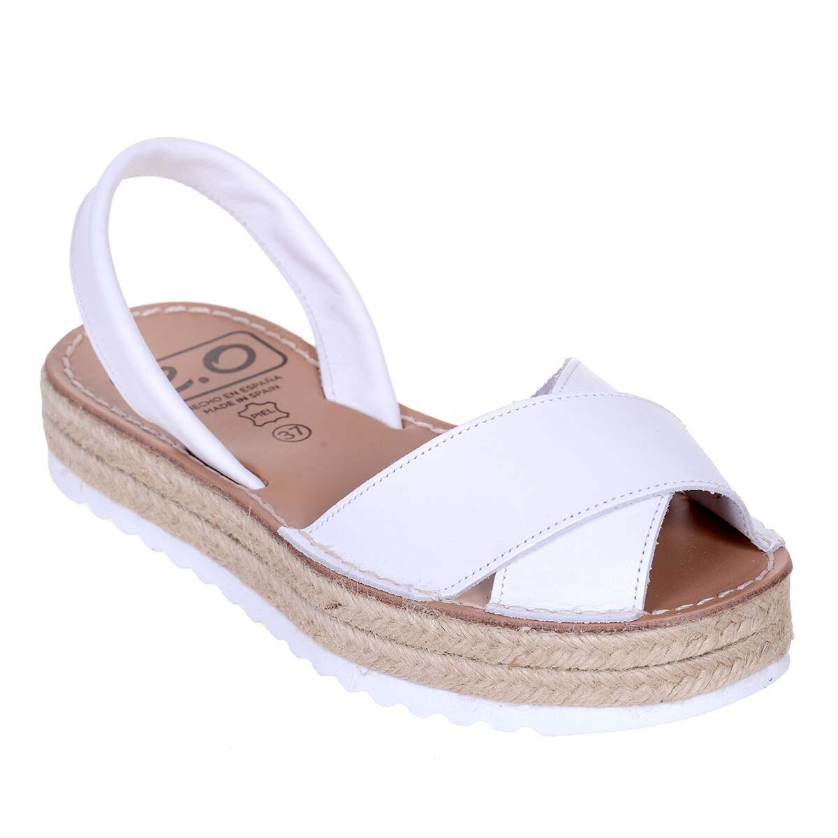 Sandale AVARCA cu barete incrucisate din Piele Naturala, Alb