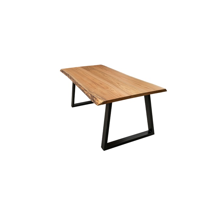 Masa lemn de stejar rosu, asimetrica, Archwood, 220x90x79 cm, 10 persoane